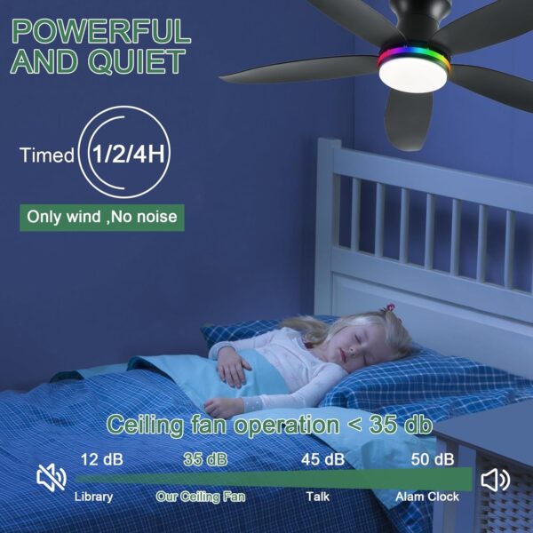 48″ Low Profile Ceiling Fan with Light
