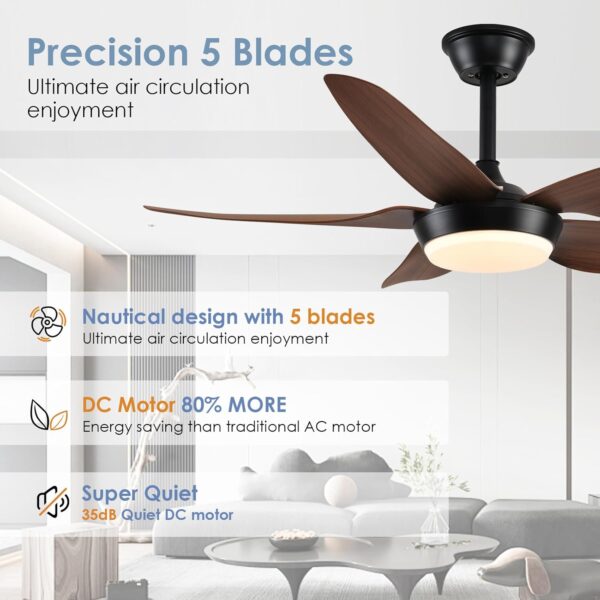 Modern Ceiling Fan with Light 43 Inch